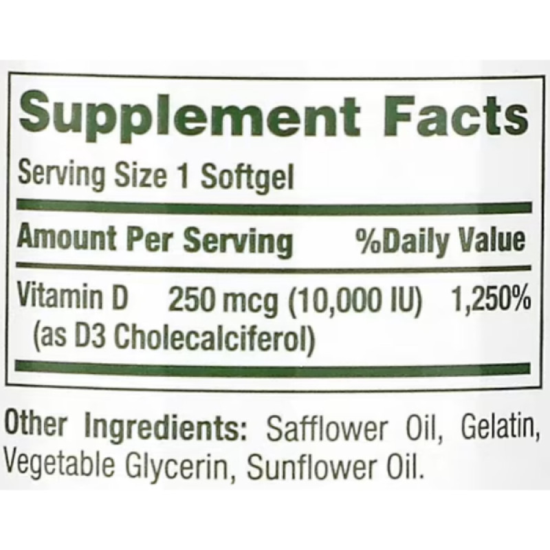 Вітамін D Nature's Bounty Vitamin D Rapid Release 10000 IU 250 mcg 72 Softgels