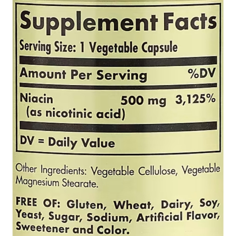 Ніацін Solgar Niacin (Vitamin B 3) 500 mg 100 Veg Caps