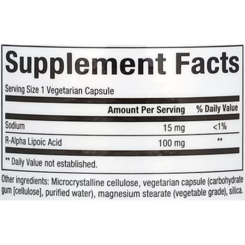 Альфа-липоевая кислота Natural Factors R-Lipoic Acid Active Form, Highly Stable 100 mg 60 Veg Caps
