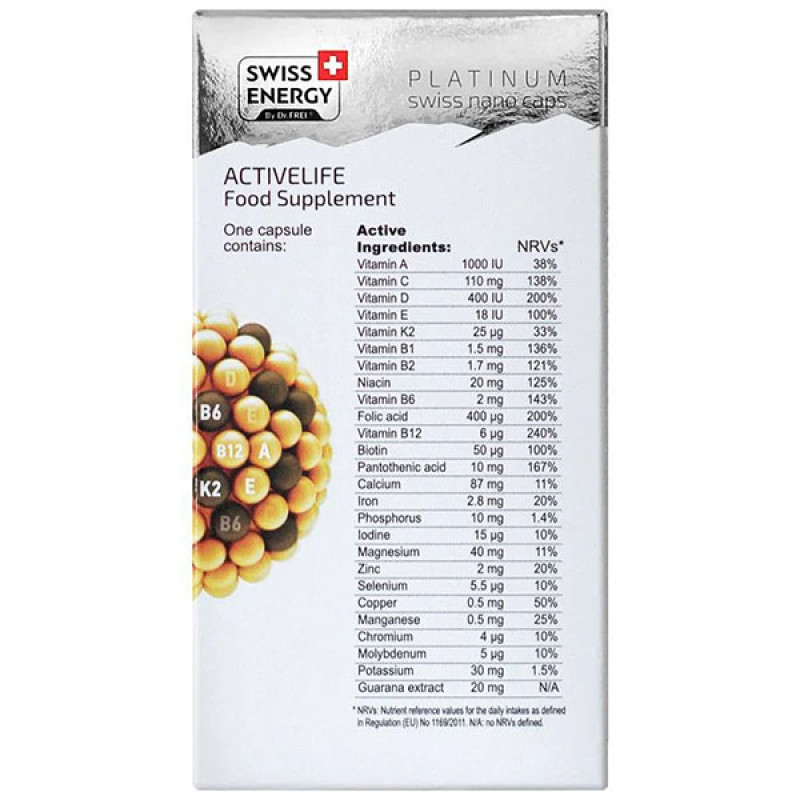 Витаминно-минеральный комплекс Swiss Energy ACTIVELIFE 25 Vitamins and Minerals+Vitamin K2+Guarana 30 Caps