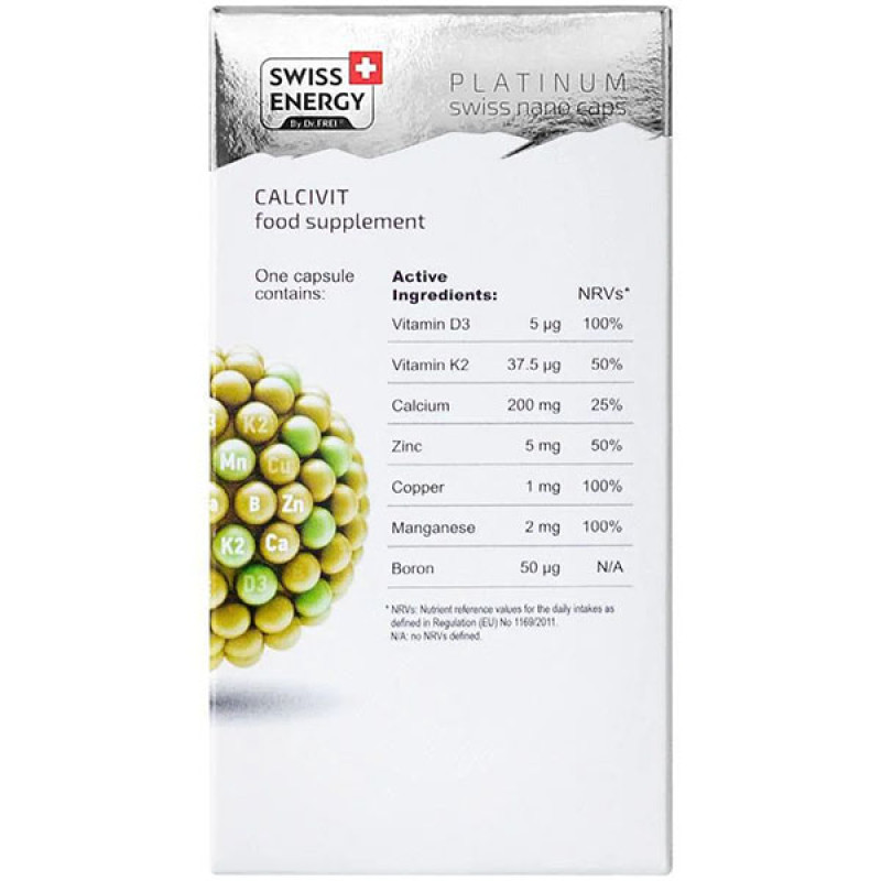Витаминно-минеральный комплекс Swiss Energy CALCIVIT Calcium+Vitamin D3+Vitamin K2+Zn+B+Cu+Mn 30 Caps