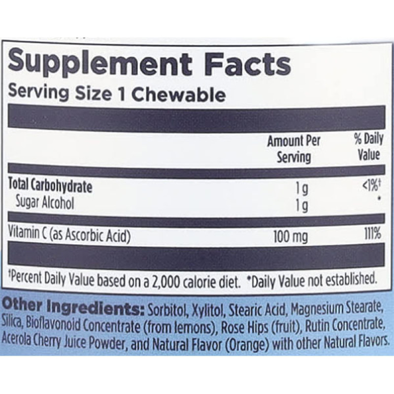 Вітамін C KAL Vitamin C-Rex 100 mg 100 Chewables Orange