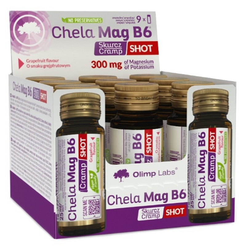 Вітамінно-мінеральний комплекс для спорту Olimp Nutrition Chela-Mag B6 Cramp Vegan Shot 9 х 25 ml Grapefruit