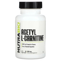 Комплекс Ацетил/Карнитин NutraBio Acetyl L-Carnitine 500 mg 90 Veg Caps