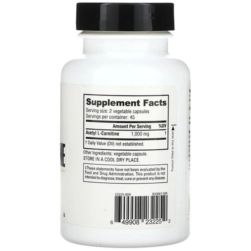 Комплекс Ацетил/Карнитин NutraBio Acetyl L-Carnitine 500 mg 90 Veg Caps