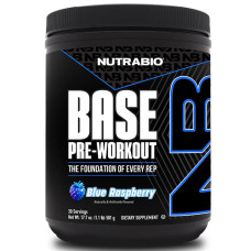 Комплекс до тренування NutraBio BASE Pre-Workout 501 g /30 servings/ Blue Raspberry