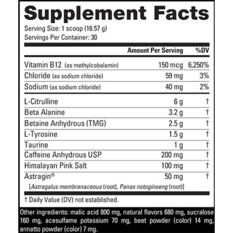 Комплекс до тренировки NutraBio BASE Pre-Workout 497 g /30 servings/ Fruit Punch