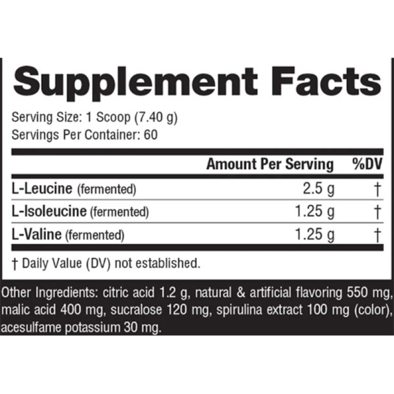 Амінокислота BCAA для спорту NutraBio BCAA 5000 444 g /60 servings/ Blue Raspberry