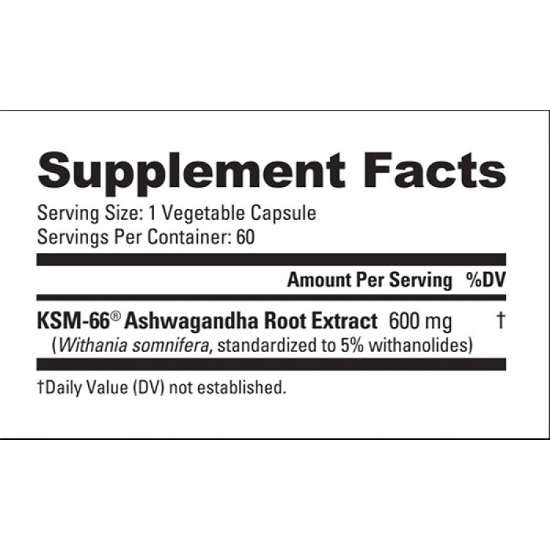 Ашфаганда для спорта NutraBio KSM-66 Ashwagandha 60 Caps