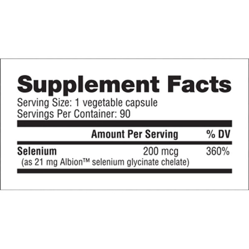 Мікроелемент Селен для спорту NutraBio Selenium Albion Glycinate Chelated 200 mcg 90 Caps