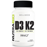 Вітамін D3+K2 для спорту NutraBio Vitamin D3/K2 60 Caps