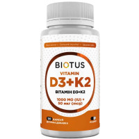 Комплекс Вітамін D3+K2 Biotus D3+K2 1000 IU/50 mcg 120 Caps