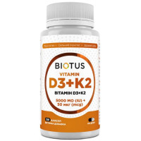 Комплекс Вітамін D3+K2 Biotus D3+K2 5000 IU/50 mcg 120 Caps