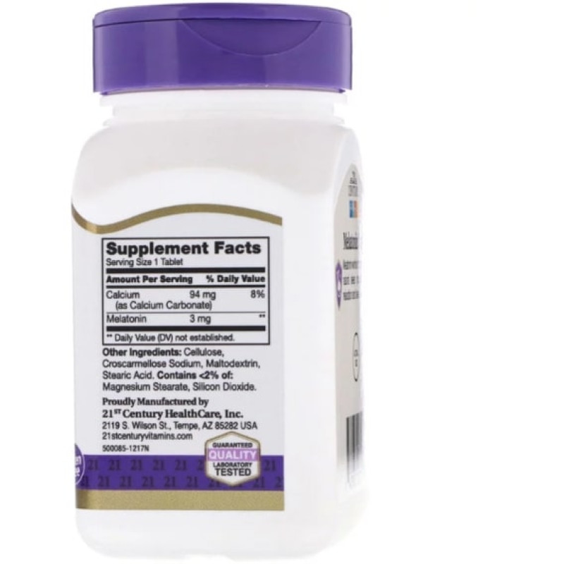 Мелатонін для сну 21st Century Melatonin 3 mg 200 Tabs CEN-22721
