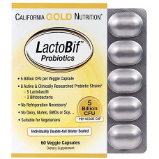 Пробіотик California Gold Nutrition LactoBif Probiotics, 5 Billion CFU 60 Veg Caps CGN00963