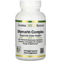 Смесь экстрактов California Gold Nutrition Silymarin Complex, Supports Liver Health 300 mg 120 Veg Caps CGN0