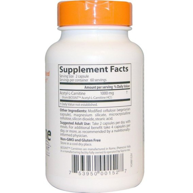 Комплекс Ацетил/Карнитин Doctor's Best Acetyl-L-Carnitine with Biosint Carnitines 500 mg 120 Caps