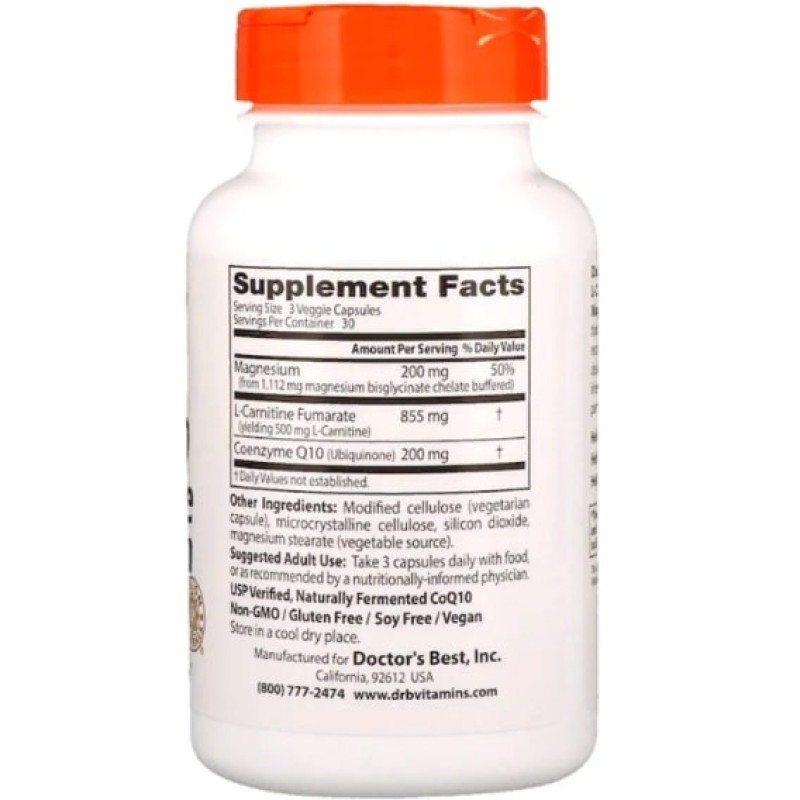 Коензим Doctor's Best CoQ10 L-Carnitine Magnesium 90 Veg Caps DRB-00477