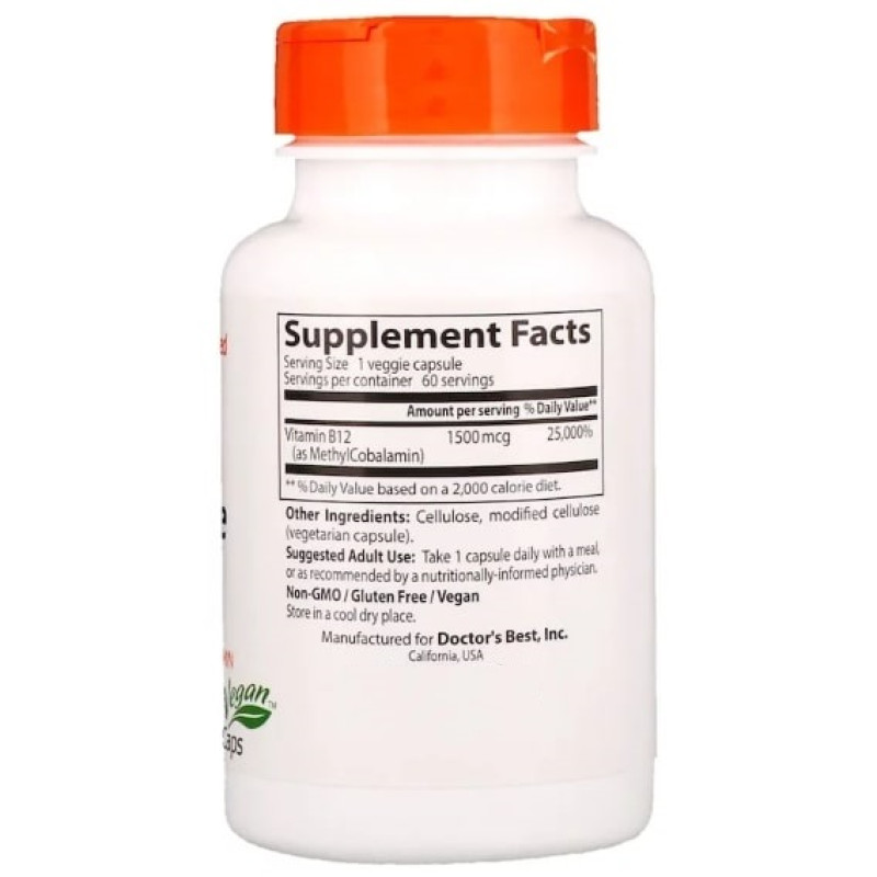 Вітамін Б12 Doctor's Best Fully Active B12 1500 mcg 60 Veg Caps DRB-00286