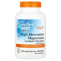 Мікроелемент Магній Doctor's Best High Absorption Magnesium Lisinate Glycinate 100% Chelated 240 Tabs DRB-00087