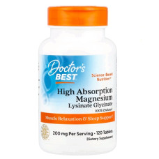 Мікроелемент Магній Doctor's Best High Absorption Magnesium Lisinate Glycinate 100% Chelated 120 Tabs DRB-00025