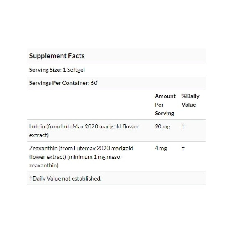 Лютеин Doctor's Best Lutein with Lutemax 2020 20 mg 60 Softgels DRB-00369