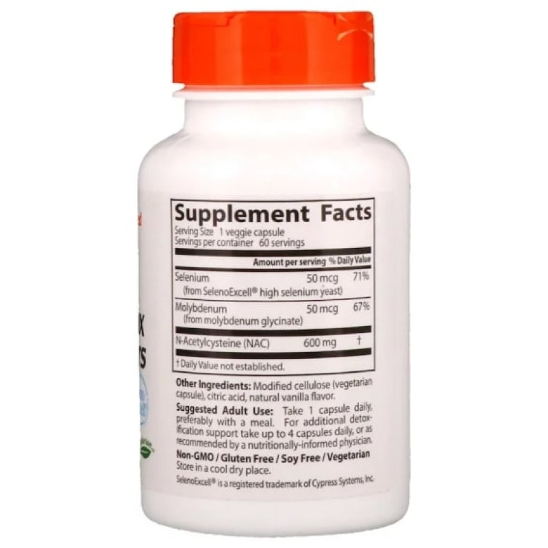 Комплекс для профілактики печінки Doctor's Best NAC Detox Regulators 60 Veg Caps DRB-00279