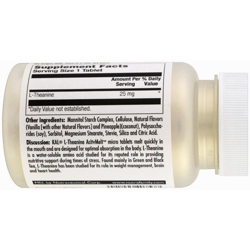 Теанин KAL L-Theanine ActivMelt Pineapple Dream 25 mg 120 Micro Tablets CAL-40757