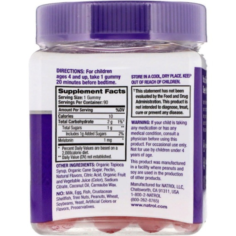 Мелатонін для сну Natrol Kids, Melatonin, Ages 4 And Up 90 Chewable Tabs Berry NTL-07530