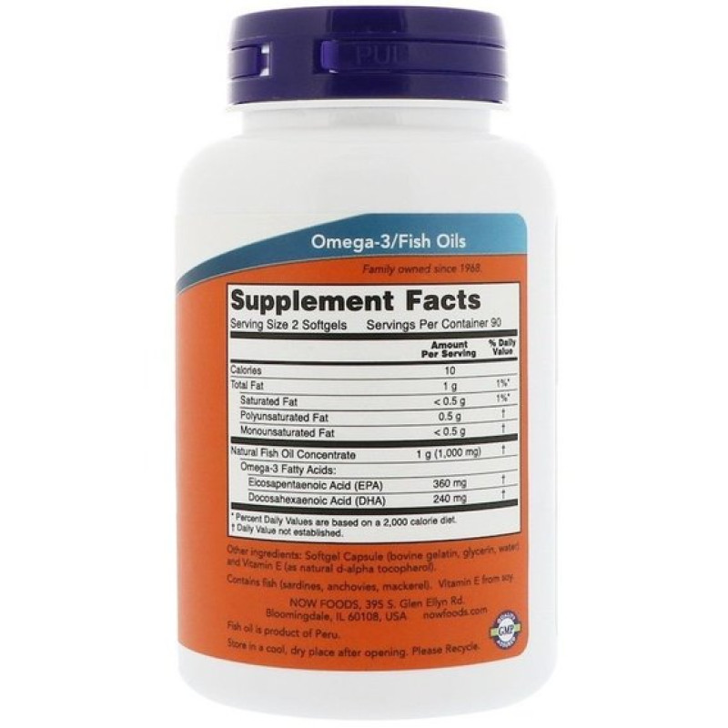 Омега 3 NOW Foods Omega-3 Mini Gels 180 Softgels