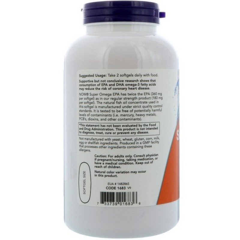 Омега 3 NOW Foods Super Omega EPA 1200 mg 360/240 240 Softgels