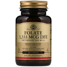 Фолієва кислота Solgar Folate 1333 mcg DFE (As Metafolin 800 mcg) 100 Tabs