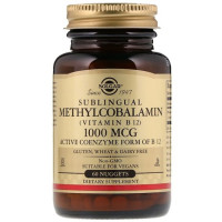 Вітамін Б12 Solgar Sublingual Methylcobalamin (Vitamin B12) 1000 mcg 60 Nuggets SOL-01951