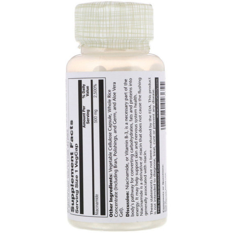 Ніацін Solaray Niacinamide 500 mg 100 Veg Caps SOR04365
