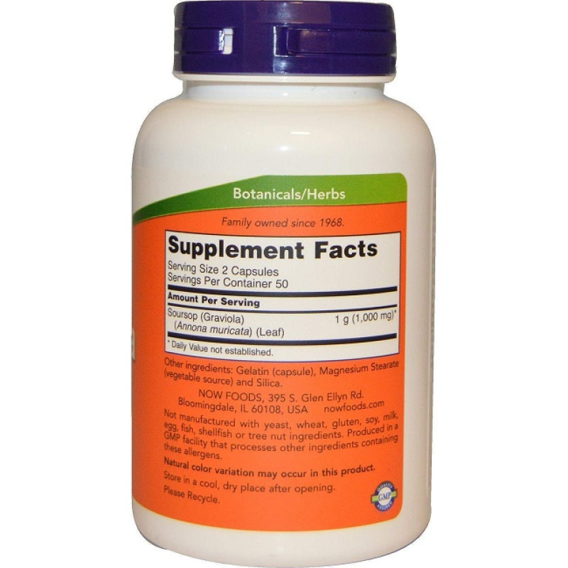 Гравіола NOW Foods Graviola 500 mg 100 Caps