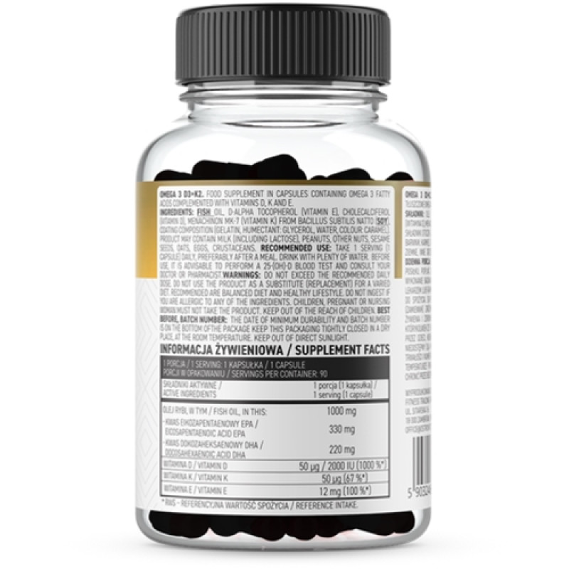 Омега для спорту OstroVit Omega 3 D3 + K2 180 Caps