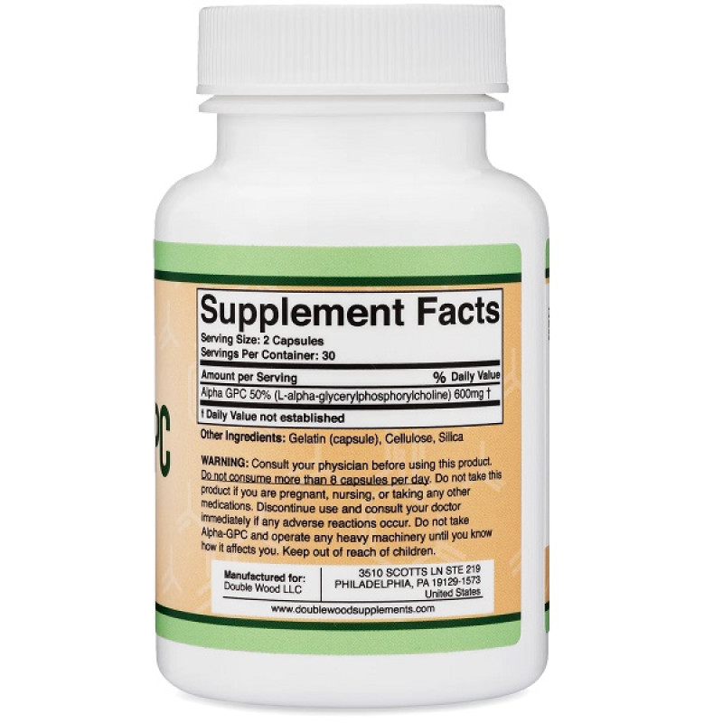 Комплекс для профілактики роботи головного мозку Double Wood Alpha GPC 300 mg 60 Caps