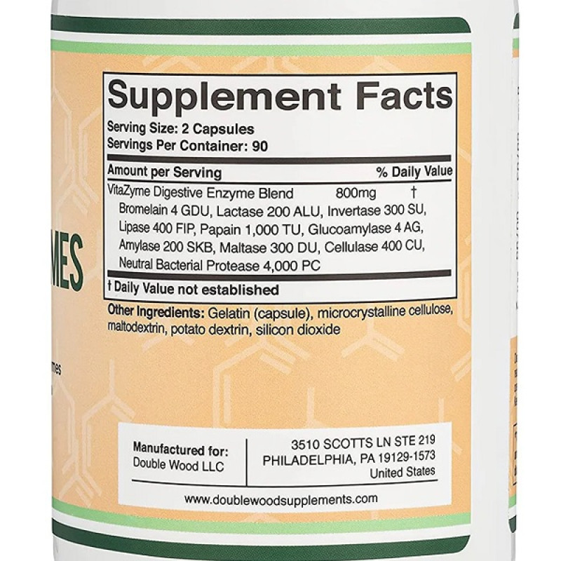 Травні ферменти Double Wood Essential Digestive Enzymes 800 mg 180 Caps