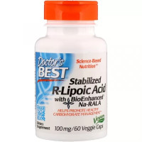 Альфа-липоевая кислота Doctor's Best Stabilized R-Lipoic Acid with BioEnhanced Na-RALA 100 mg 60 Caps