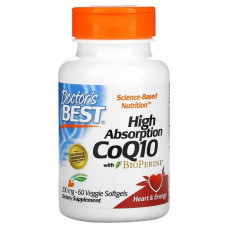 Коензим Doctor's Best High Absorption CoQ10 with BioPerine 200 mg 60 Veg Softgels