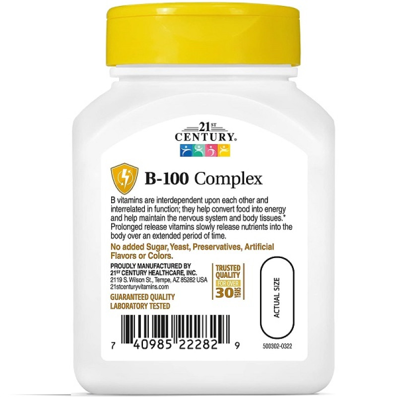 В комплекс 21st Century B-100 Complex, Prolonged Release 60 Tabs