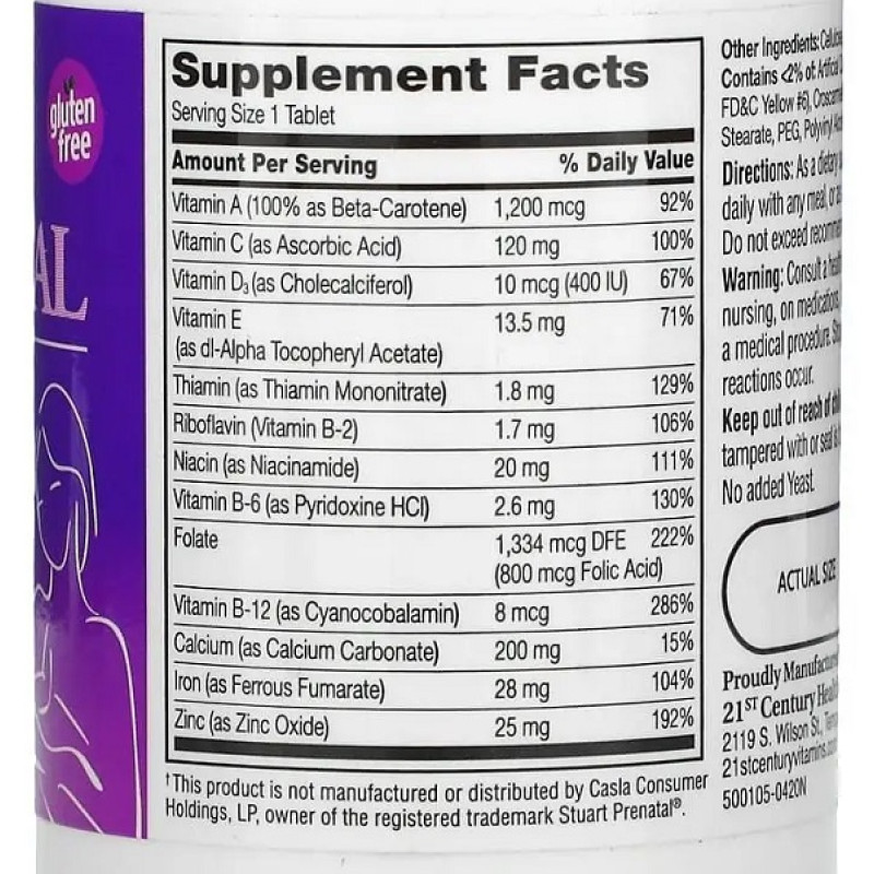 Витаминно-минеральный комплекс 21st Century PreNatal with Folic Acid 60 Tabs CEN27310