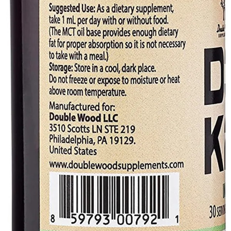 Комплекс Вітамін D3+K2 Double Wood D3 5000 IU + K2 200 mcg Liquid Drop 30 ml /30 servings/