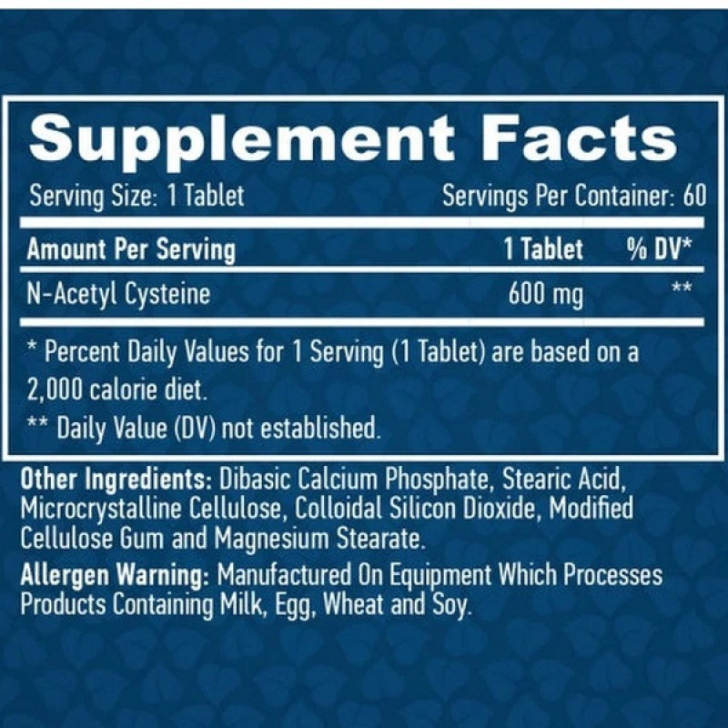 Комплекс Ацетил/Карнитин Haya Labs N-Acetyl L-Cysteine 60 Tabs