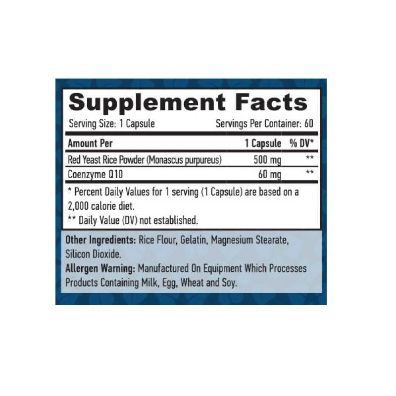 Коэнзим Haya Labs Co-Q10 60 mg & Red Yeast Rice 500 mg 60 Caps