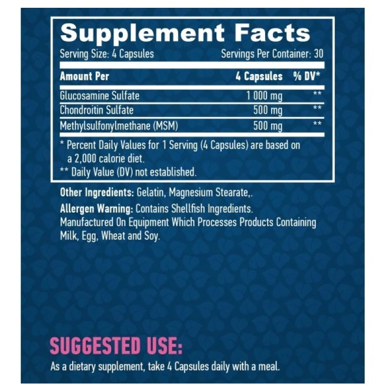 Препарат для суглобів та зв'зок Haya Labs Glucosamine Chondroitin & MSM Complex 120 Caps
