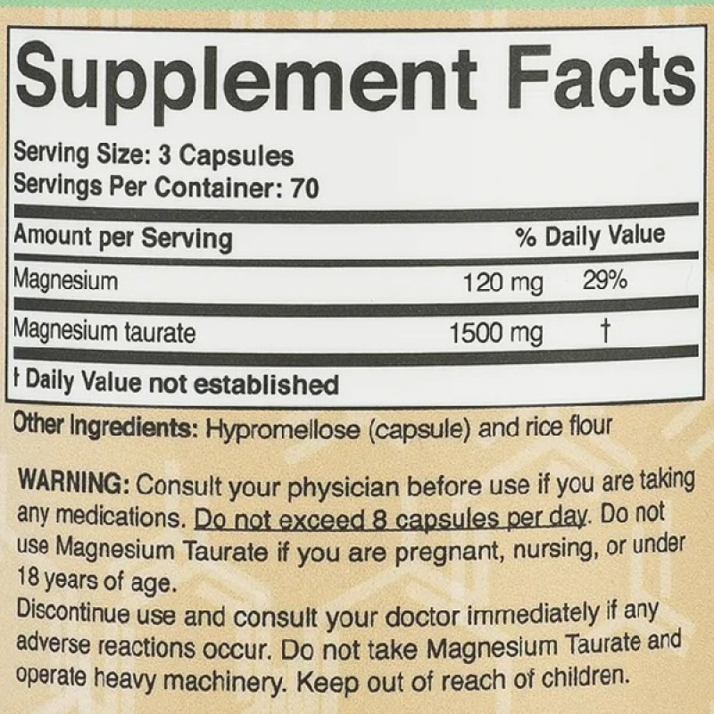 Мікроелемент Магній Double Wood Magnesium Taurate 1500 mg 210 Caps