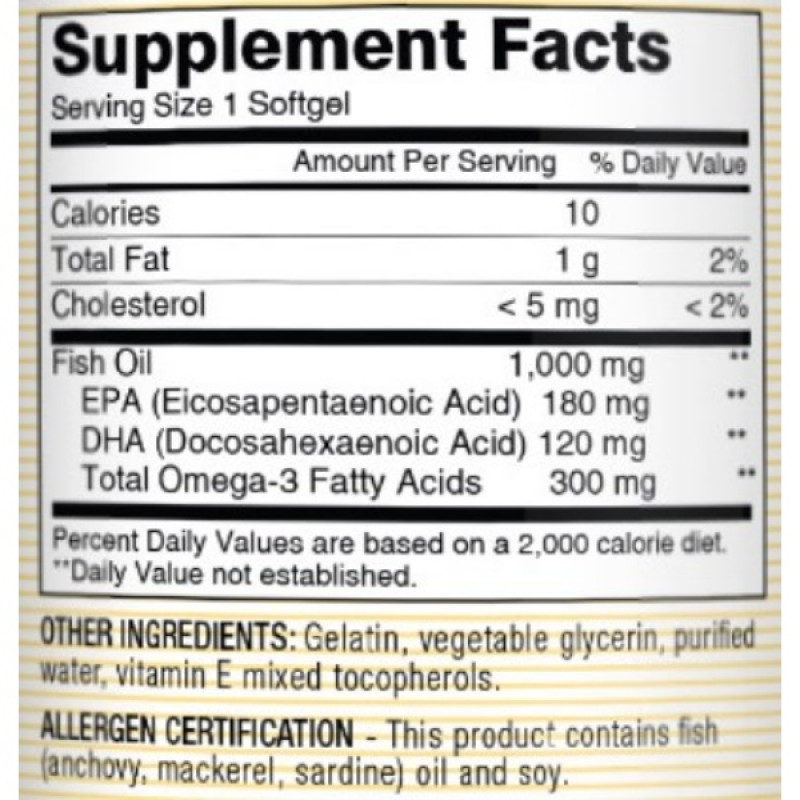 Омега 3 Mason Natural Fish Oil 1000 mg Omega 300 mg 120 Caps