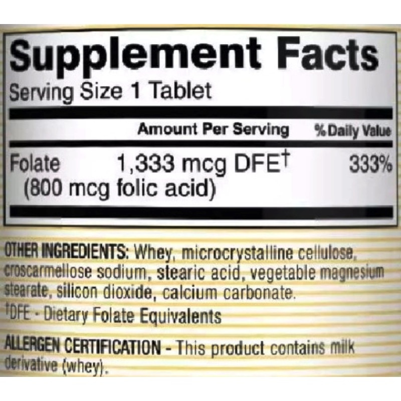 Фолієва кислота Mason Natural Folic Acid 800 mcg 100 Tabs