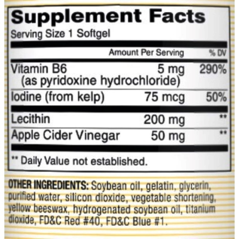 Лецитин Mason Natural Lecithin With Kelp/Vitamin B 6 Plus Cider Vinegar 100 Caps